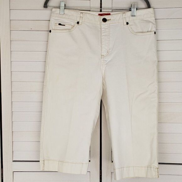 Oscar De La Renta Long Bermuda White Shorts Size 8 - Picture 1 of 6